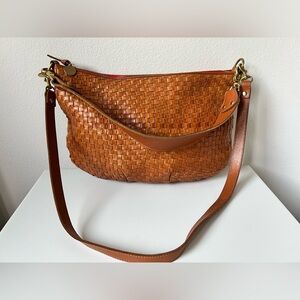 Clare V Tan Shoulder Bag with Woven Leather